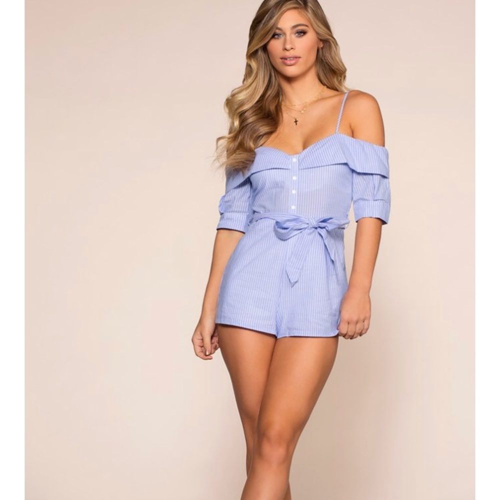 Asos blue and white striped romper